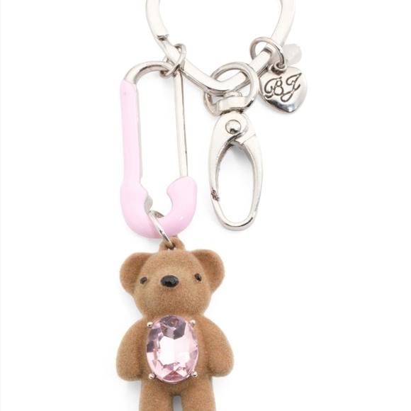 🧸🔹️Betsey Johnson🔹️ Paperclip  Brown Teddy Bear Keychain Bag Charm - Picture 2 of 3